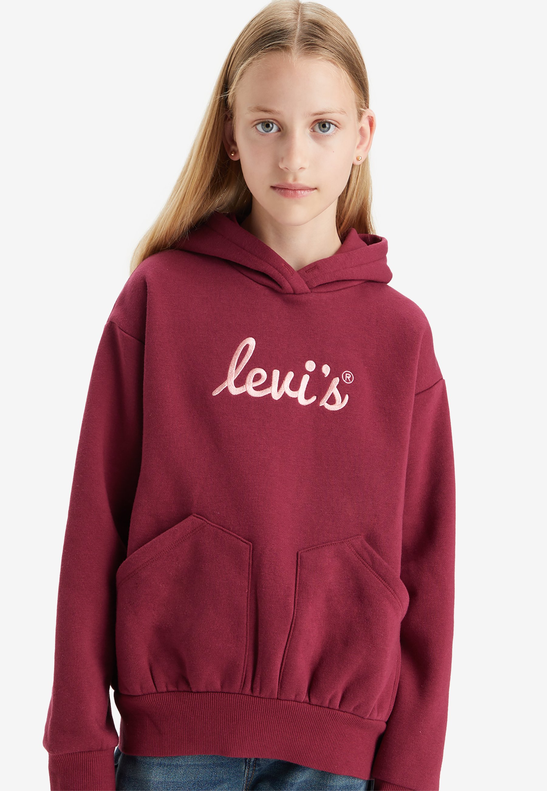Sweat à Capuche Levi's Fille Velours - Taille 10-16 Ans - Capuche Zippée - Poche Kangourou