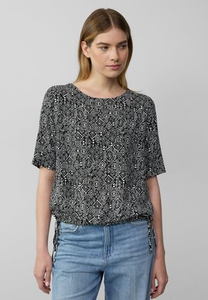 GEMUSTERTES IM O-SHAPE MIT TUNNELZUG AM SAUM - Blouse - schwarz