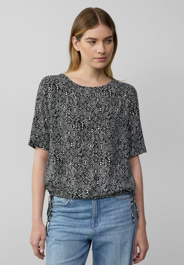 GEMUSTERTES IM O-SHAPE MIT TUNNELZUG AM SAUM - Bluse - schwarz