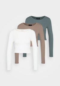 3 PACK - Long sleeved top - taupe/green/off-white