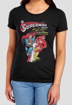 DC COMICS - SUPERMAN, JLA FASTEST - Print T-shirt - black