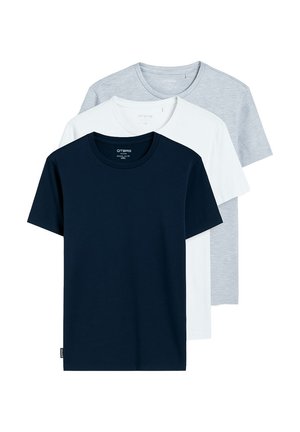 3PACK - T-Shirt basic - grey melange white navy