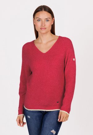 PULLOVER WKN CARO V-NECK - Strickpullover - cherry pink