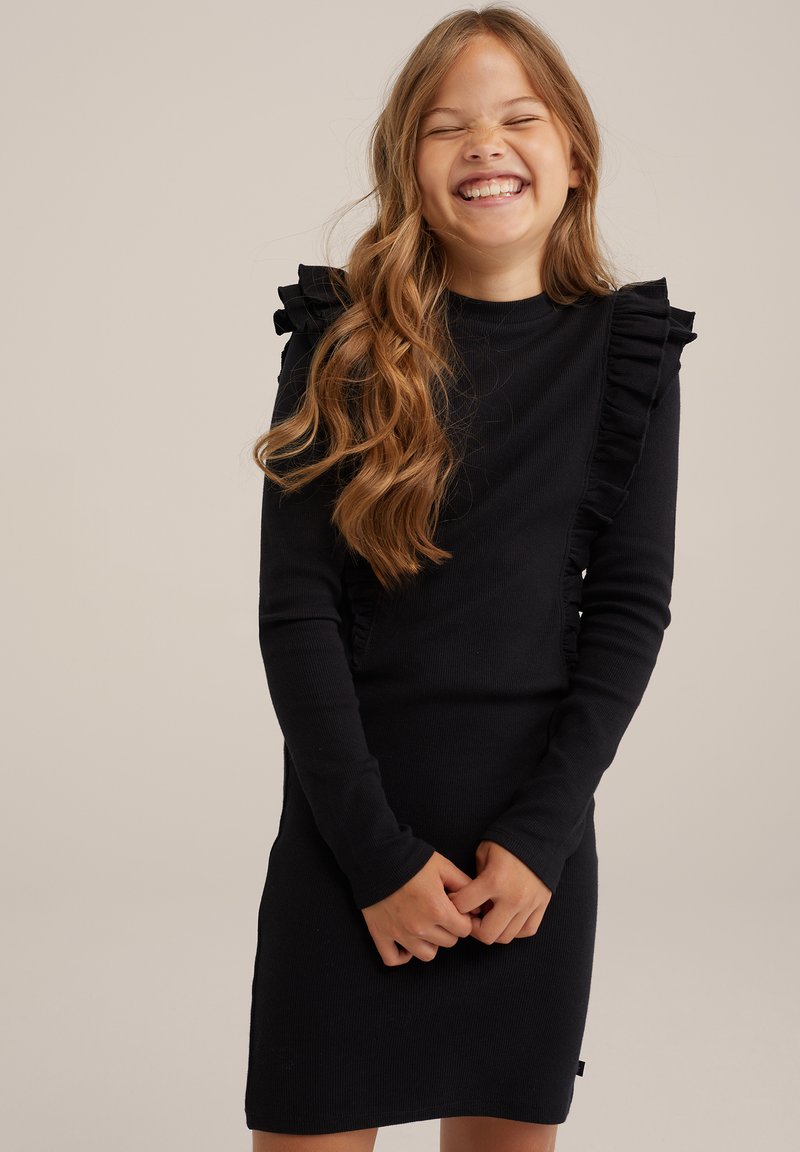 Dress Ruffle Jumpers WE Fashion Jumper Dress Black Zalando