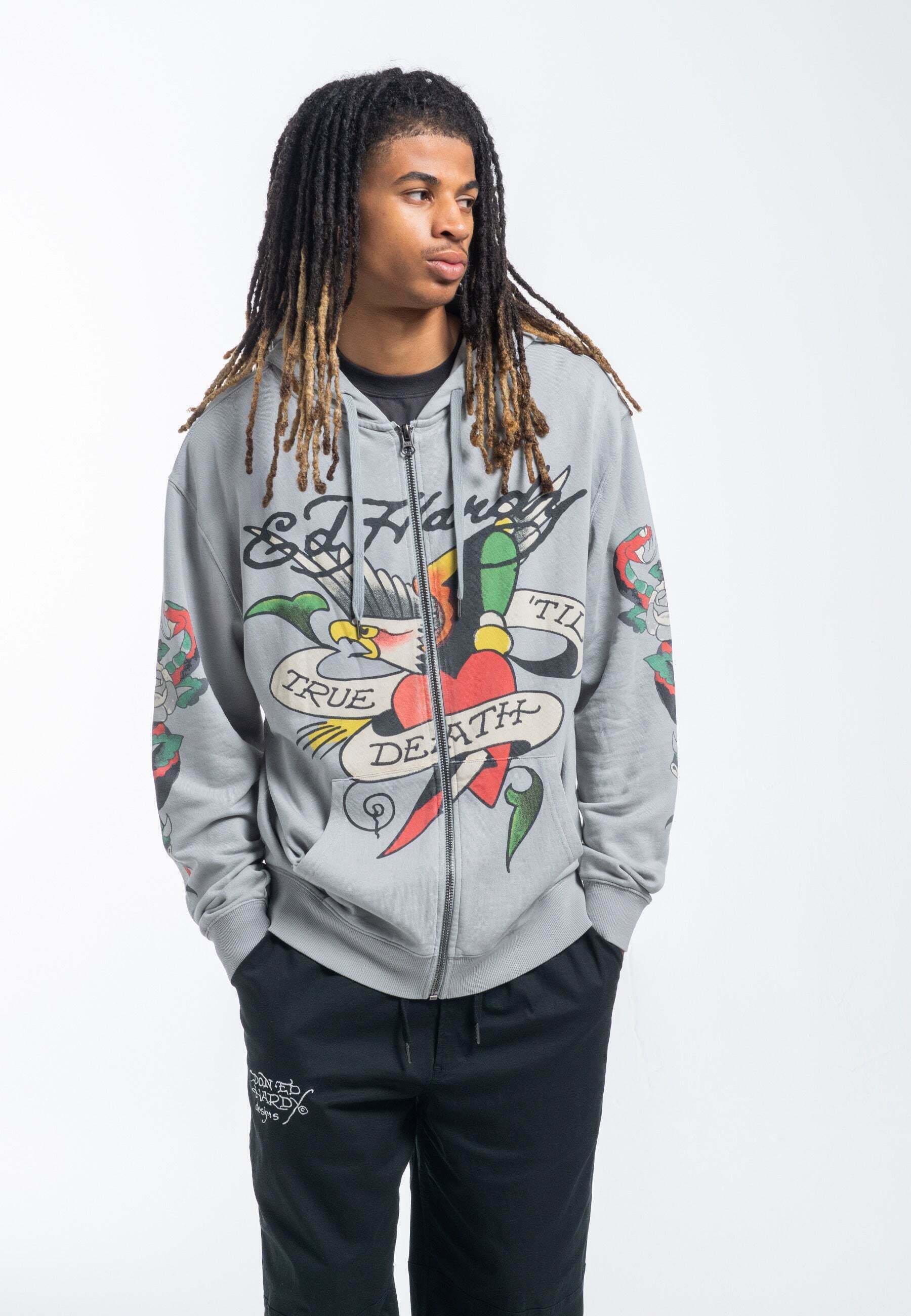 Ed Hardy ED HARDY MENS TRUE SNAKE ZIP THROUGH HOODIE - Zip-up 