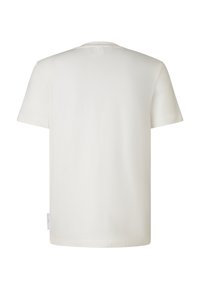 Krótki rękaw t-shirt wykonany z białej bawełny, z okrągłym dekoltem, prostym dołem i minimalistycznym designem. Bez widocznych wzorów ani ozdób.