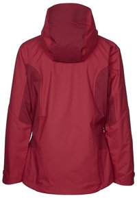 Röd vattenavvisande jacka med hög krage och huva, i strukturerad tyg och med sidopaneler för bättre passform och komfort.