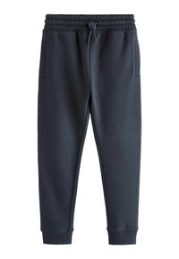Mörkgrå joggingbyxor i mjukt, stretchigt material med elastisk midja och dragsko samt sidofickor.
