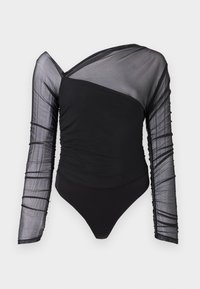BODYSUIT WITH MESH SLEEVES - Top s dlouhým rukávem - black