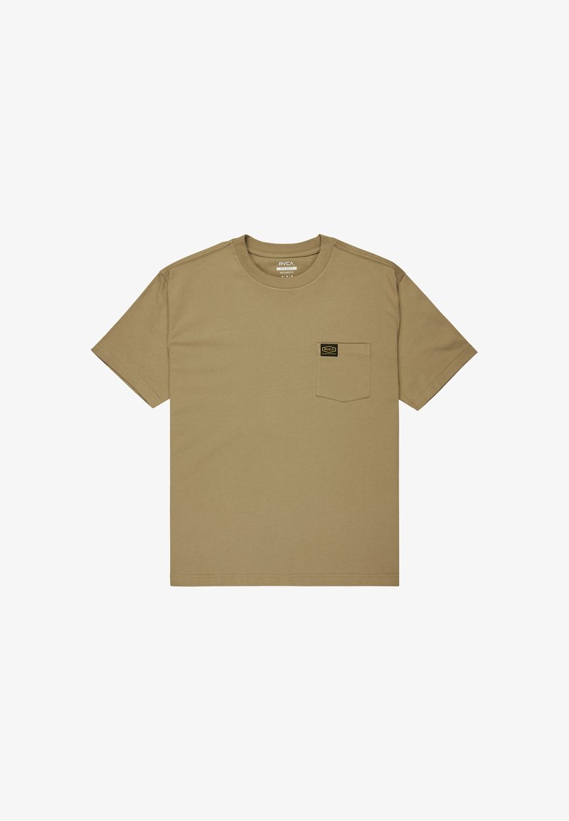 Kortärmad t-shirt i bomull, med en bröstficka som har en svart och gul logolapp. Enkel, klassisk design.