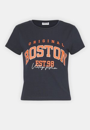 Noisy May NMMOLLY CROPPED - Trükipildiga T-särk - navy blazer