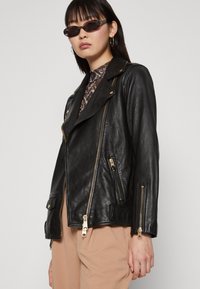 AllSaints BILLIE BIKER - Kožnata jakna - black/gold