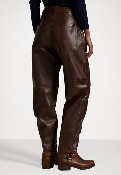 Polo Ralph Lauren CURVED TAPERED LEATHER PANT - Kožené kalhoty - mahogany