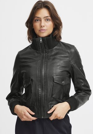 DENNY - Chaqueta de cuero - black