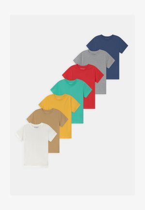 7 PACK - T-shirt basic - dark blue/turquoise/tan