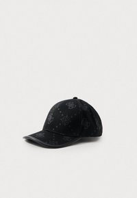 Boné preto com uma forma estruturada, apresentando um padrão subtil de logótipos e pontos. Feito de tecido texturizado com uma aba curvada.