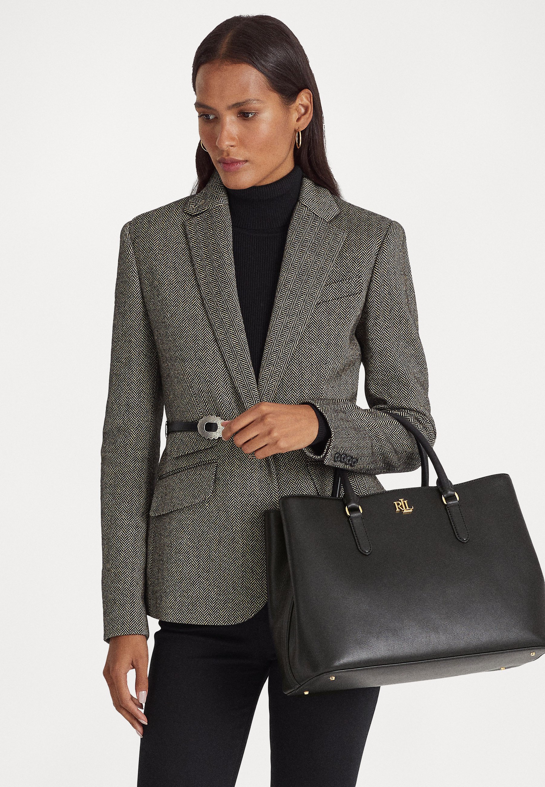 バッグ Lauren Ralph Lauren Black Leather Tote Lauren Ralph Lauren faux-leather Tote Bag | Black | FARFETCH