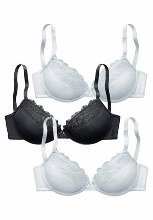 3ER-PACK - Reggiseno push-up - weiß schwarz weiß