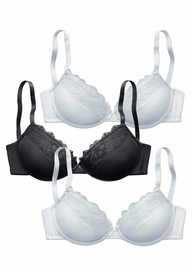 LASCANA 3ER-PACK - Push-up BH - weiß schwarz weiß