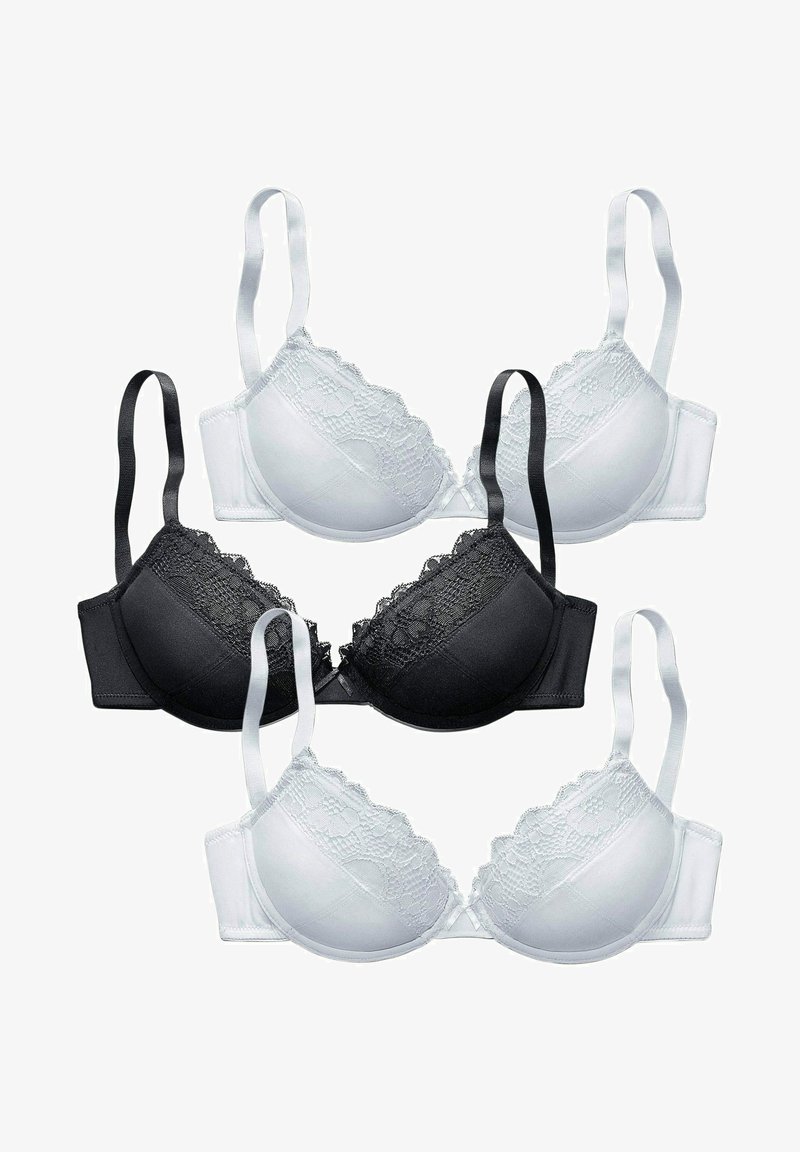 LASCANA 3ER-PACK - Soutien-gorge push-up - weiß schwarz weiß