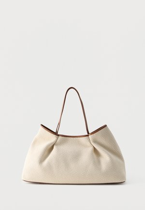 DIMPLE TOTE - Shopping bag - ecru/cognac