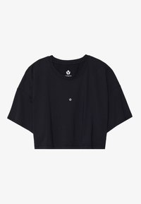 CROPPED SPORTS T-SHIRT WITH LOGO - Potiskana majica - black
