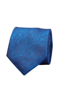 Blå paisley-näsa med en slät textur. Har intrikata, upphöjda mönster i olika nyanser av blått. Klassisk spetsig design.