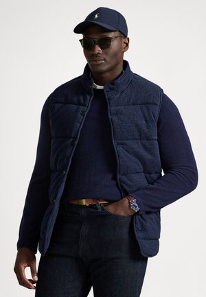HOUNDSTOOTH-PRINT ESTATE-RIB VEST - Waistcoat - winter navy