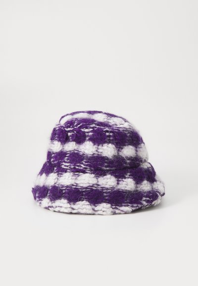 Bonsai OVERSIZE KNIT PUFF BUCKET HAT - Cappello - purple-white