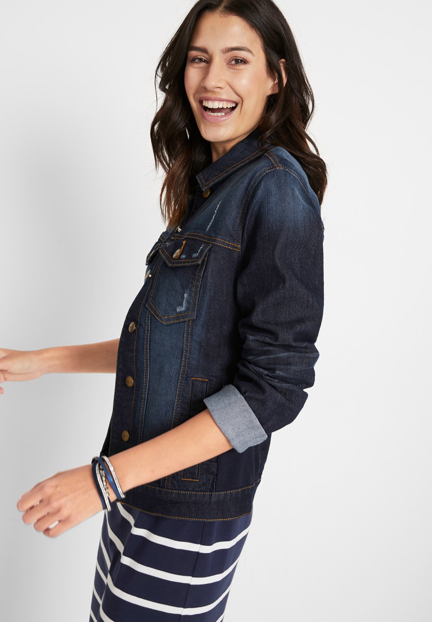bonprix Giacca di jeans - blau/blu scuro - Zalando