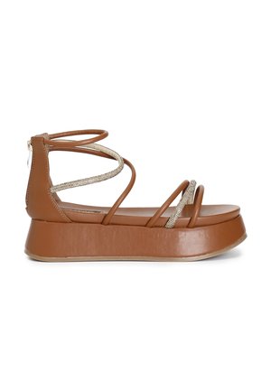 Platform sandals - brown leather