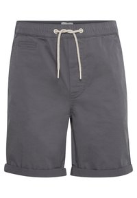 Grå bomullsshorts med snor i livet og oppbrettede ermer. Har en sidelomme og jevn tekstur. Uformell design som passer for varmt vær.