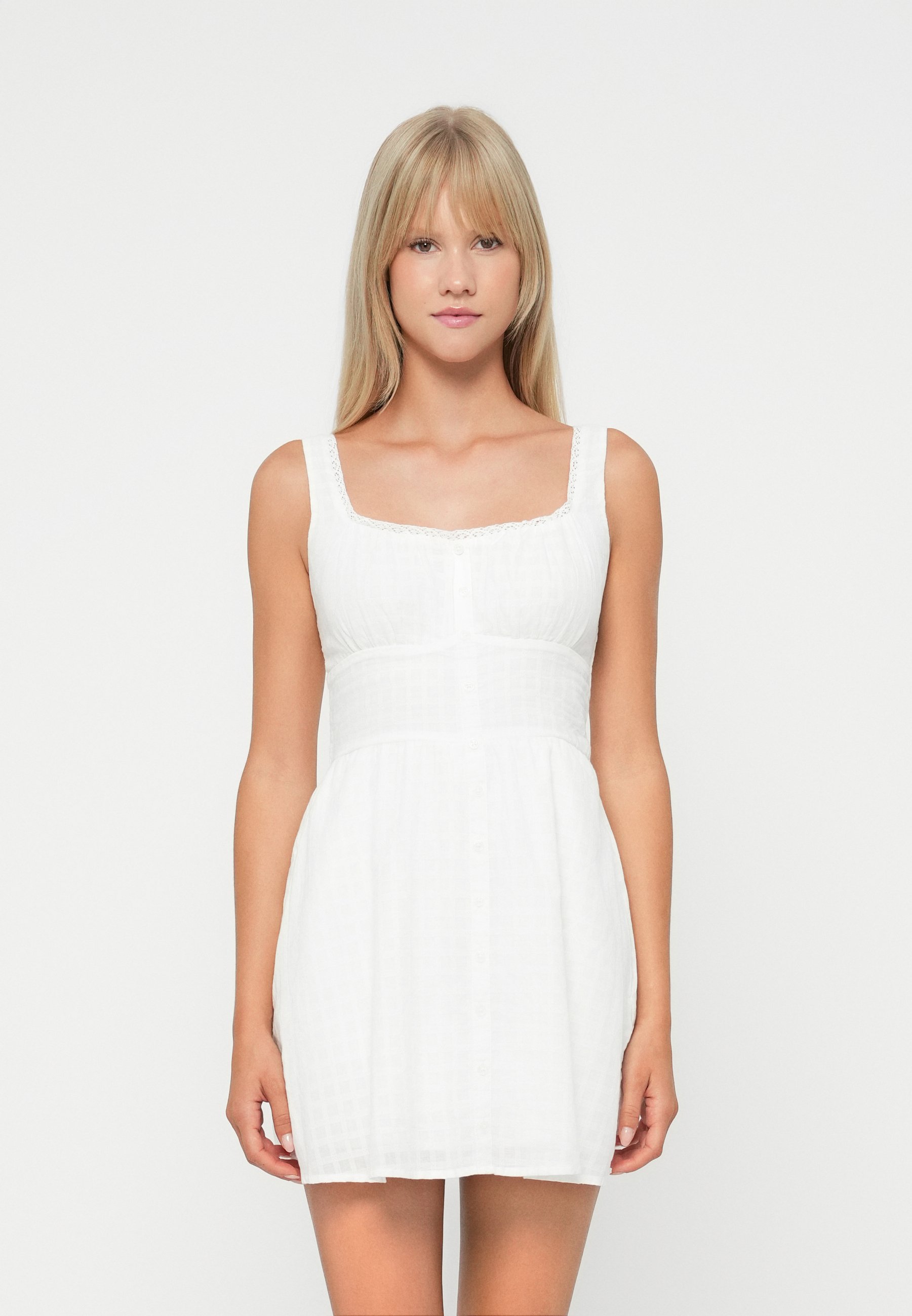 Hollister Co. BARE BUTTON THROUGH MINI - Day dress - white - Zalando.ie Hollister Co. BARE BUTTON THROUGH MINI - Day dress - white - Zalando.ie