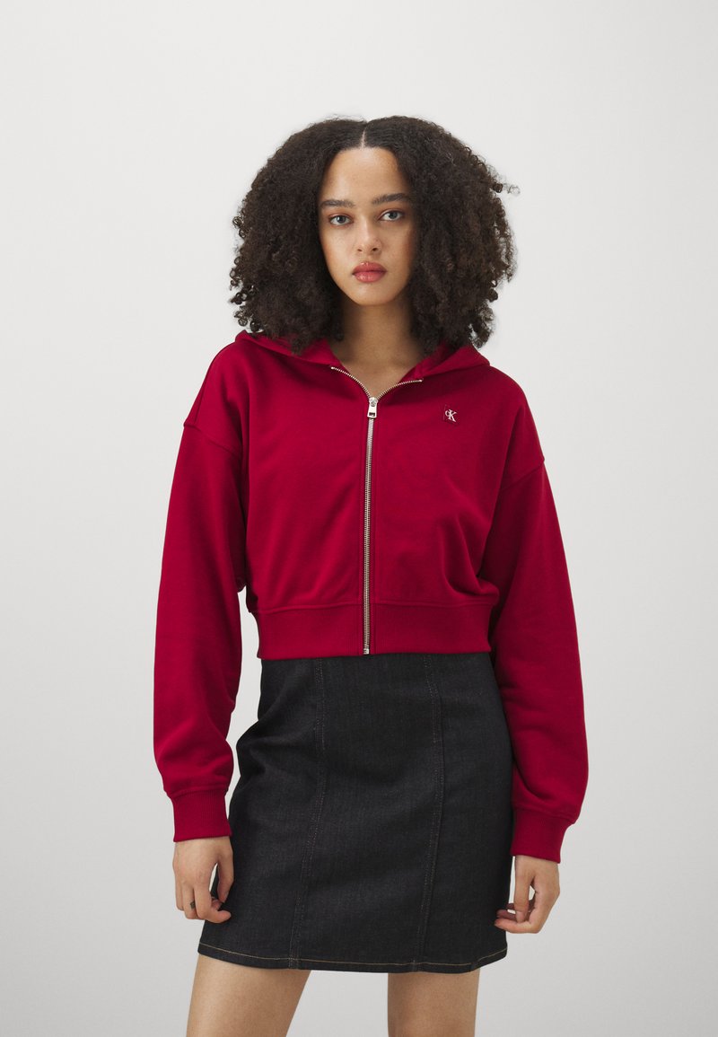 Calvin Klein Jeans BADGE ZIP THROUGH - Sweat zippé - red currant