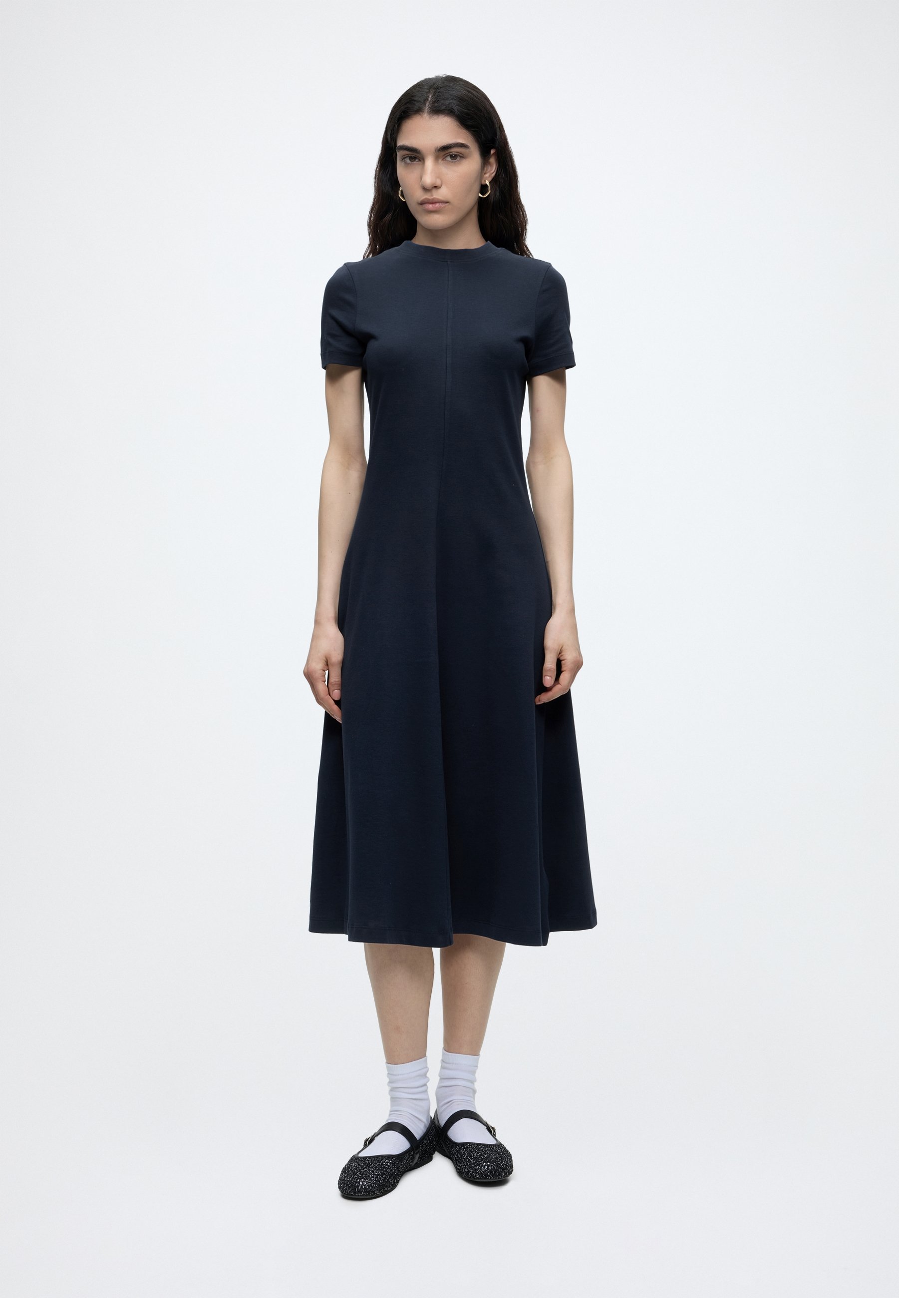 Tommy Hilfiger INTERLOCK KNIT MIDI FIT AND FLARE DRESS - Jersey dress - dark night navy/dark blue - Zalando.ie Tommy Hilfiger INTERLOCK KNIT MIDI FIT AND FLARE DRESS - Jersey dress - dark night navy/dark blue - Zalando.ie