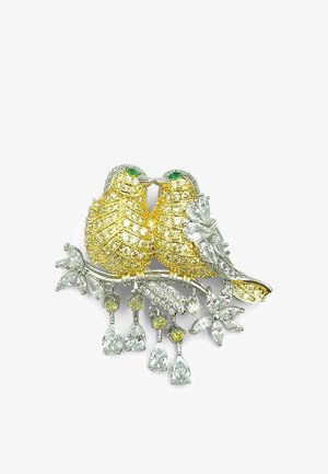 HEBE JEWELS, SPARKLING LOVEBIRDS - Spilla - silber-coloured gold-coloured & weiss