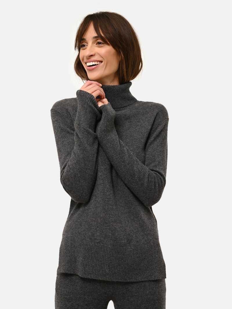 Just Cashmere COL ROULÉ - Maglione - mottled anthracite