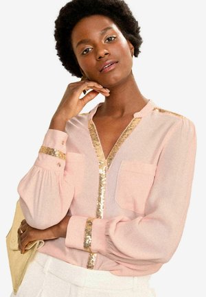 Love & Roses SEQUIN V NECK- REGULARFIT - Blůza - pink and gold