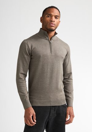 Petrol Industries, FINE-KNIT HALF-ZIP SWEATER WHEEL - Pullover - mossy stone