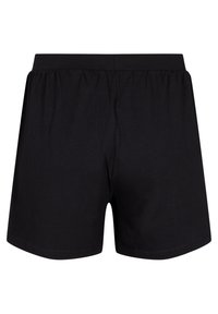 Zwarte katoenen shorts met een elastische tailleband, voorzien van een eenvoudig, ongepatteerd ontwerp en een ontspannende pasvorm. De zoom is soepel zonder versieringen.