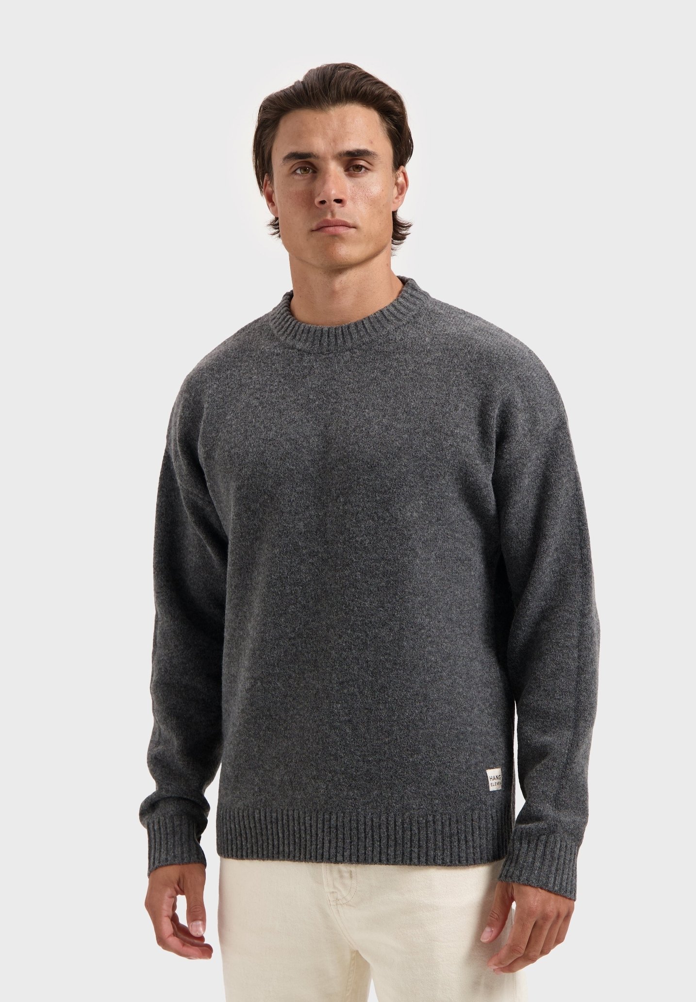 HANG ELEVEN HEAVY CREWNECK Strickpullover stone grey melange