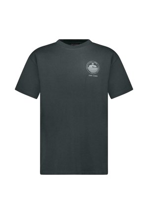 Donkergrijs T-shirt met korte mouwen, voorzien van een klein rond logo en de tekst "CARS JEANS" op de linker borst.