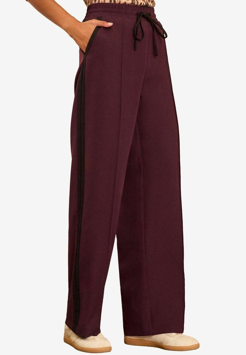 Love & Roses SIDE STRIPE DRAWSTRING - Auduma bikses - burgundy red