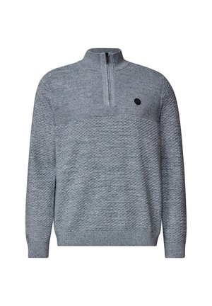 Street One MEN, PULLOVER MIT TROYERKRAGEN UND STRUKTUR - Strickpullover - vintage blue