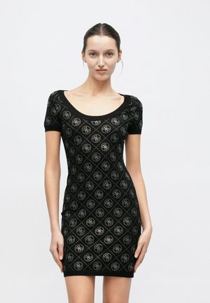 RHINESTONES DRESS - Abito in maglia - jet black