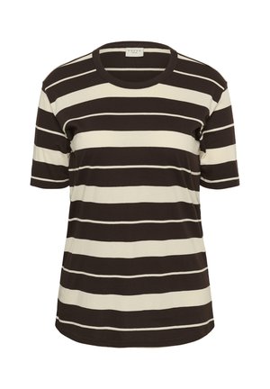 Kaffe Curve, KCWINNIE 1/2 T-SHIRT - Camiseta estampada - coffee bean turtledove stripe