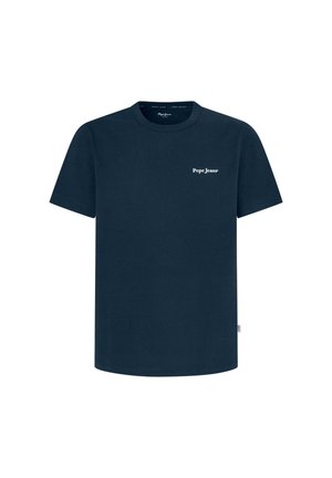 Tumši zila īsām piedurknēm T-krekls no kokvilnas ar apaļu kakla izgriezumu. Uz krūtīm ir neliels balts "Pepe Jeans" logo.