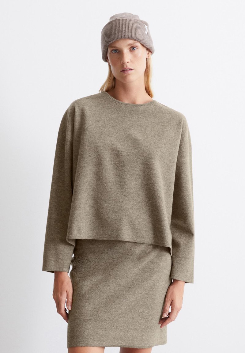 Marc O'Polo LONGSLEEVE ROUNDNECK - Strikkegenser - shaded brown melange