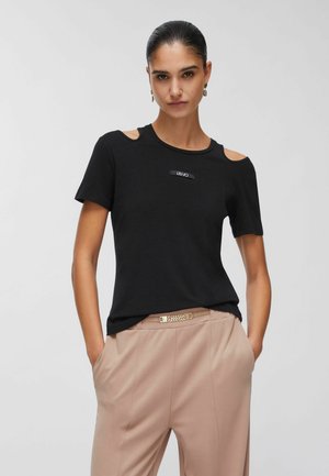 MIT CUT-OUT - Printtipaita - black