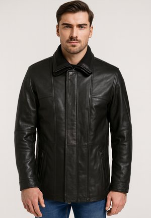 BUFF. Parka 2 in 1 REMOVABLE COLLAR - Leren jas - black